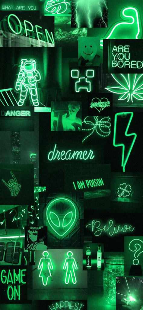 Neon Green Aesthetic Collage Kit 6x4 And 4x4 Inches Pack Of 25 150