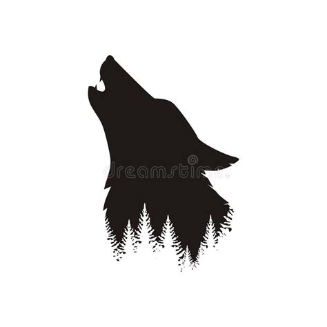 Silhouette Of The Head Of A Wild Lonely Howling Wolf Stock Vector