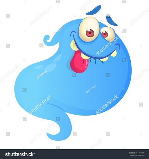 Silly Cartoon Ghost Vector Blue Ghost Stock Vector Royalty Free 691464484 Shutterstock