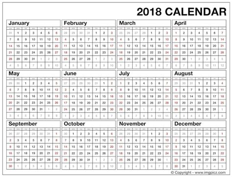 Year At A Glance Wall Calendar 2018 Template Calendar Design