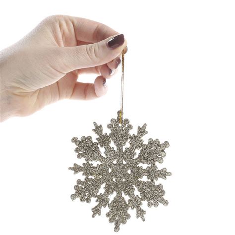 Gold Glittered Snowflake Ornaments Christmas Ornaments Christmas