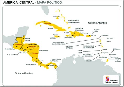 Mapa Político De América Central Mapa De Países Y Capitales De América