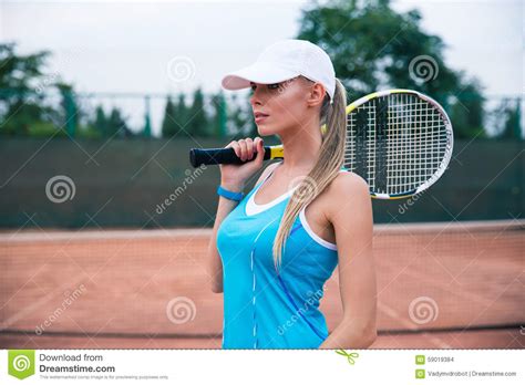 Cute Female Tennis Player Stock Photo Image Of Clay