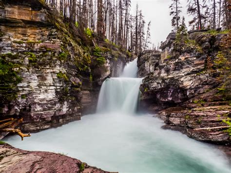 Earths Breathtaking Views St Mary Falls At Glacier National Park