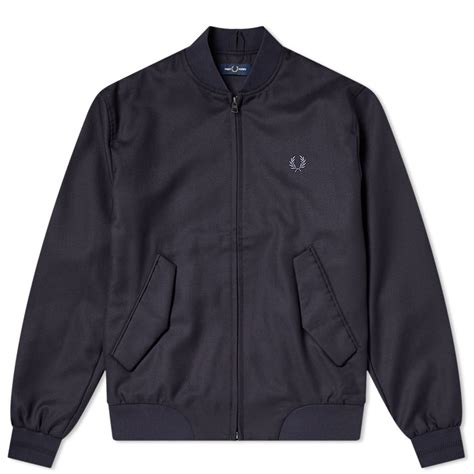 Fred Perry Wool Mix Bomber Jacket In Blue Modesens