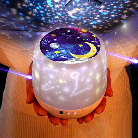 Set their room aglow with this gently illuminated moon. Rotation LED Night Light Ceiling Projector Kids Star Sky ...
