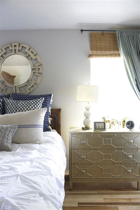 This master bedroom has a soft, sophisticated coastal look. Master Bedroom Update {The Year of the Cabinet} - The ...