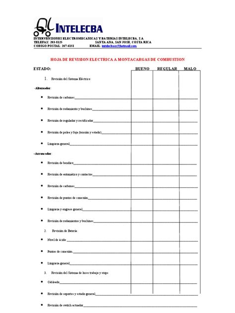 Check List Mantenimiento Montacargas Pdf