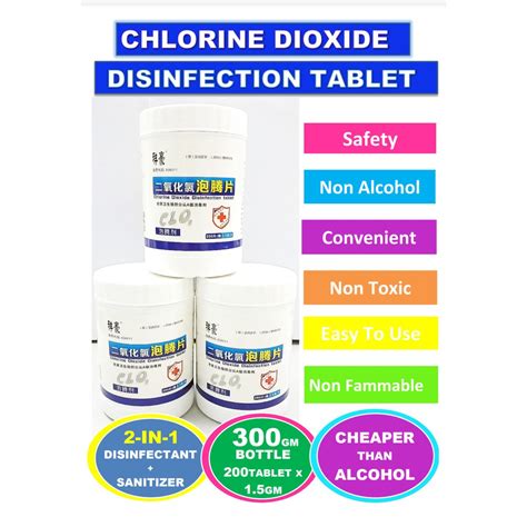 Chlorine Dioxide Disinfection Tablet 200 Tablets Sanitizer Shopee Malaysia