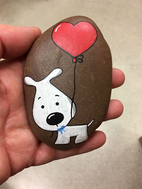 Puppy Love Painted Rock Stone Art Painting Pebble Painting Pebble Art