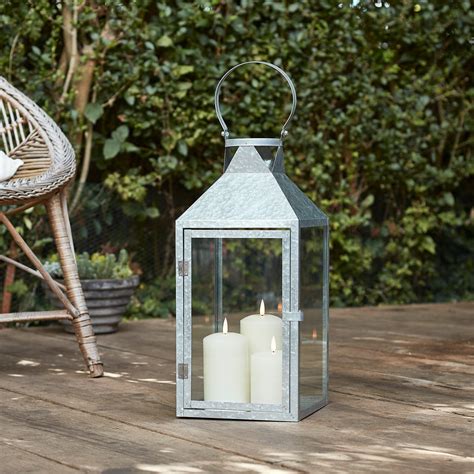 Hayle Large Metal Outdoor Lantern With Truglow Candle Trio