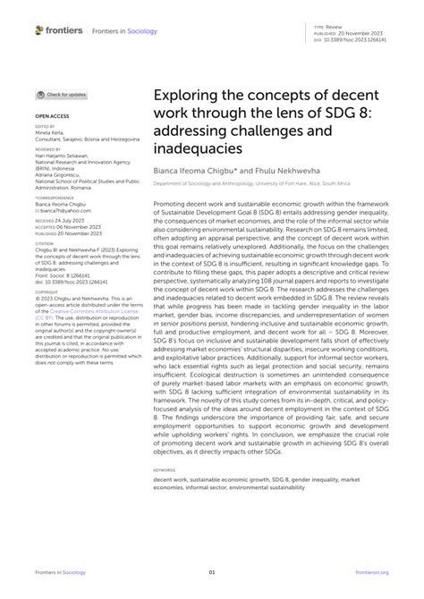 Pdf Exploring The Concepts Of Decent Work Through The Lens Of Sdg 8