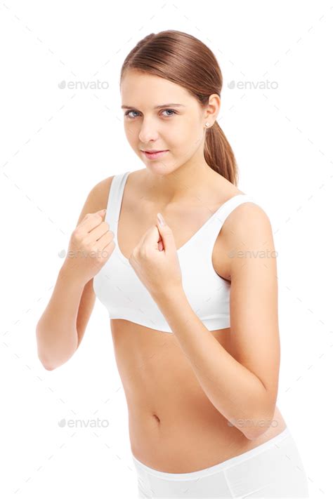 Fit Woman Showing Her Fists Stock Photo By Macniak Photodune