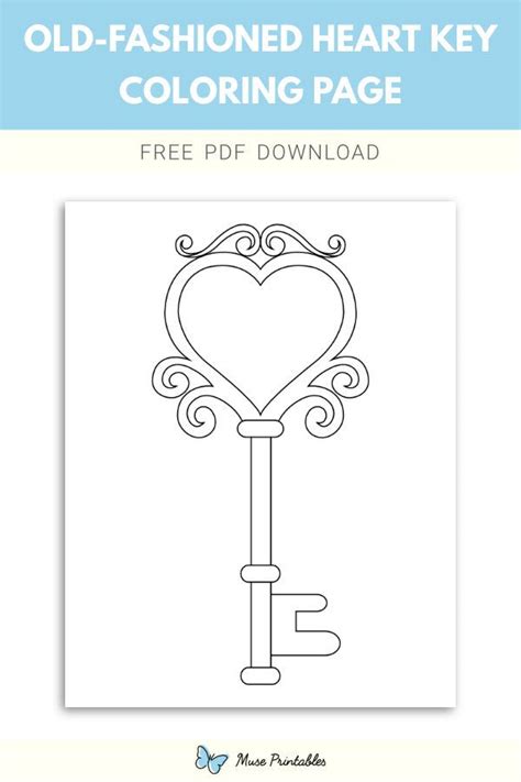 Free Printable Old Fashioned Heart Key Coloring Page Download It At