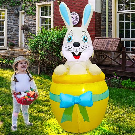 Ottoystar 6 Ft Inflatable Easter Decoration Lighted Easter Bunny On