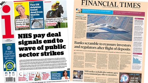 Newspaper Headlines Nhs Pay Deal And Banks Try To Reassure Investors