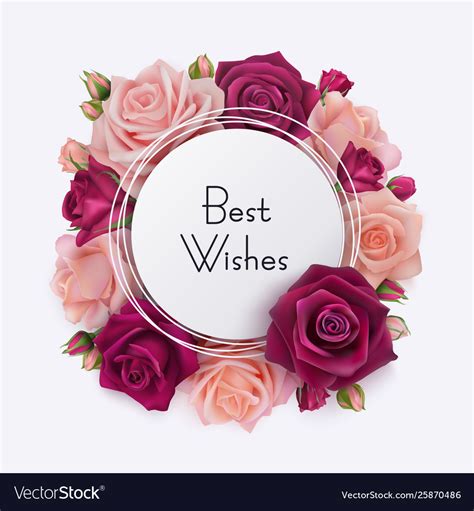 Best Wishes Card With Realistic Roses Royalty Free Vector
