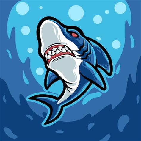 Premium Vector Angry Blue Shark Character Mascot Illustration