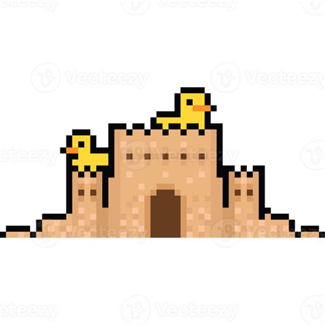 Pixel Art Sand Castle Wtih Rubber Duck 27950992 Png