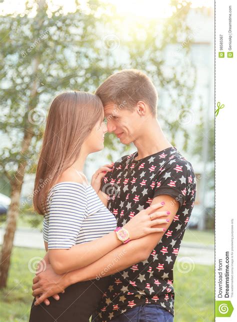 Boyfriend Hugging His Girlfriend Stock Image Image Of