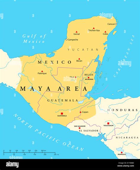 Alta Cultura Maya Mapa Del área Mapa Político Con Las Capitales Las