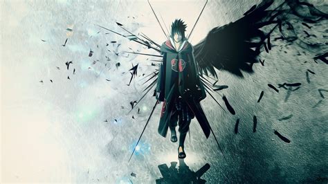 Uchiha itachi, naruto shippuuden, silhouette, red, raven, cross. naruto sasuke wallpaper 4k - The RamenSwag