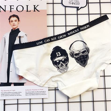 Spandcity Skull Punk Rock Fashion Sexy Panties Women Cotton Seamless Briefs Soft Cute Girls