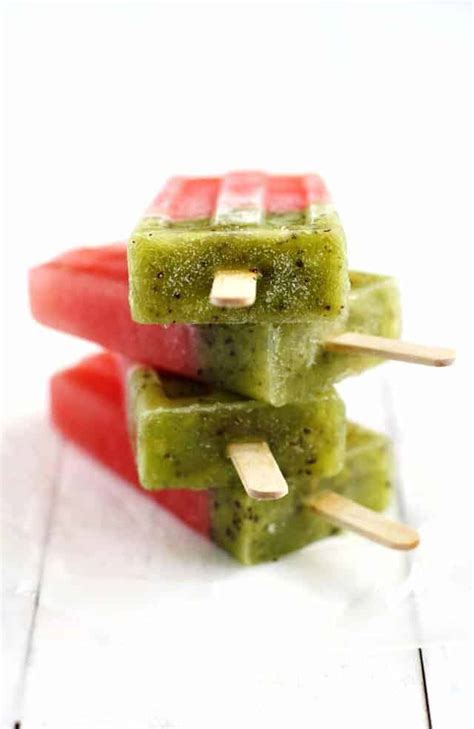 Watermelon Strawberry Fruit Popsicles The Pretty Bee