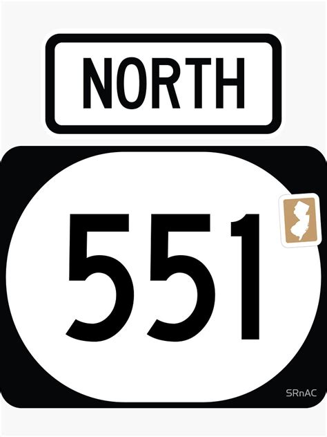 New Jersey State Route 551 Area Code 551 Sticker For Sale By Srnac