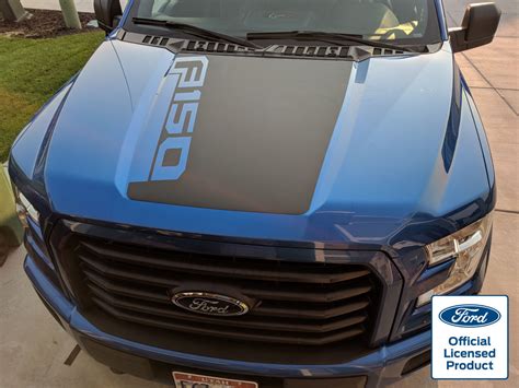 2015 18 Ford F 150 Hood Stripe Decal W Angled F150 Logo Vinyl Stickers