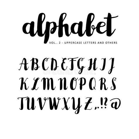 Hand Drawn Alphabet Font Letters Written With Marker Ink Stock