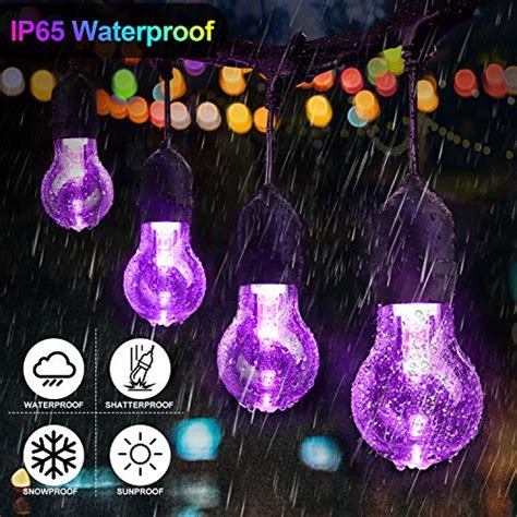 2 Pack 48ft Rgb Outdoor String Lights Dimmable Multicolor Led Patio