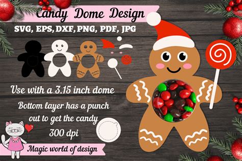Gingerbread Man Candy Dome Svg Illustration Par Magic World Of Design