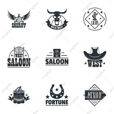 Wild West Saloon Vector Hd Images Wild West Logo Set Icons Cream