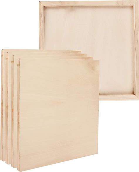 Belle Vous Wooden Canvas 5 Pack 25x25cm 10x10 Inch Wood Cradled