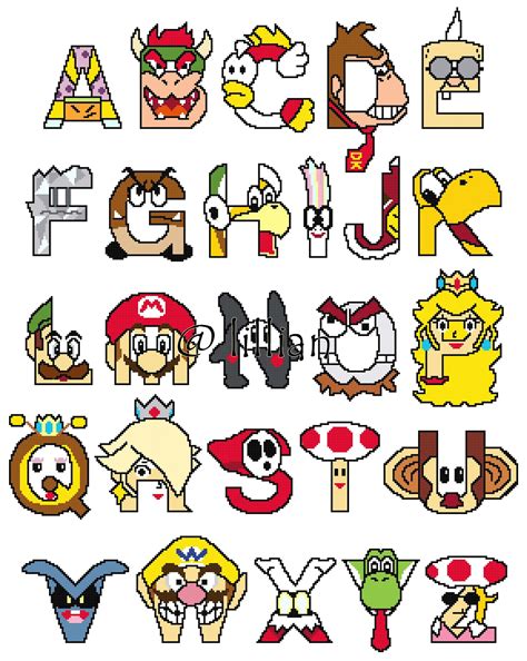 Super Mario Alphabet Alphabets Alphabetical Abc To Z Cross Etsy Singapore
