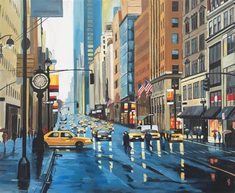 Angela Wakefield New York Rain Painting Of Manhattan Street By