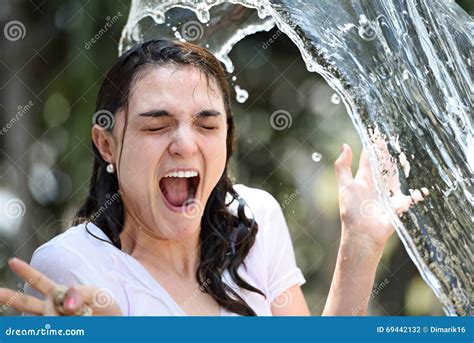 Water Splash On Girl Face Stock Photo Image Of Portrait 69442132