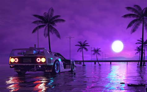 1680x1050 Retro Wave Sunset And Running Car 1680x1050