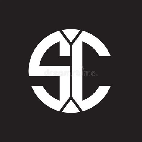 Sc Logo Monogram With Piece Circle Ribbon Style Stock Vector