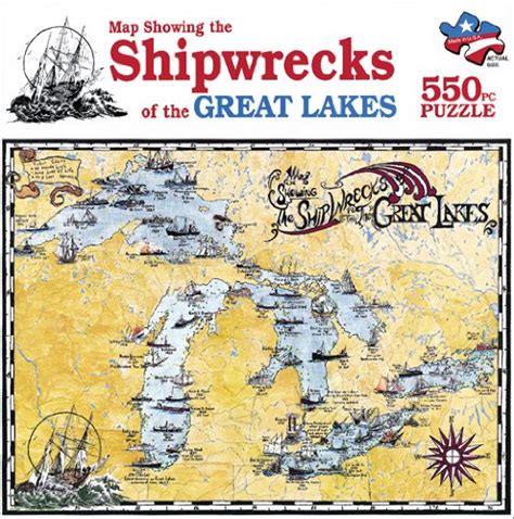 Shipwreck Puzzle Map Showing The Shipwrecks Of The Great Lakes Puzzle