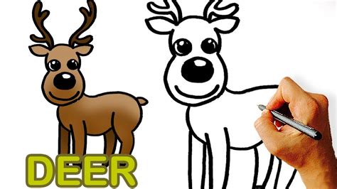 Very Easy How To Draw Cute Cartoon Deer Art For Kids Youtube