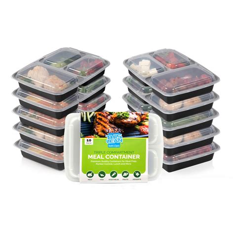 Buy 3 Compartment Meal Prep Containers 10 Pack For Food Storage Free