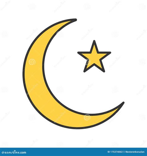 Star And Crescent Moon Color Icon Stock Vector Illustration Of