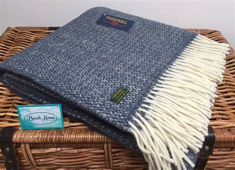 Tweedmill Textiles New Wool Slate Blue Illusion Throw Blanket Mysite