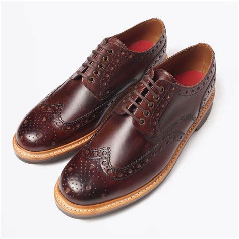 Grenson Archie Hand Painted Brogues Dark Brown Mr And Mrs Stitch
