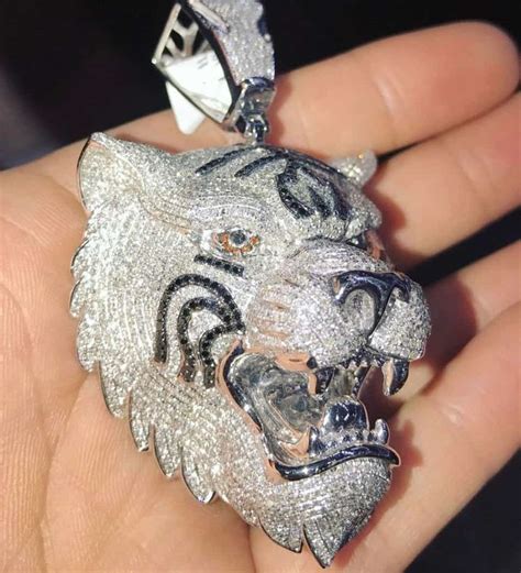 Buy Sterling Silver Iced Out Tiger Pendant Online In India Etsy