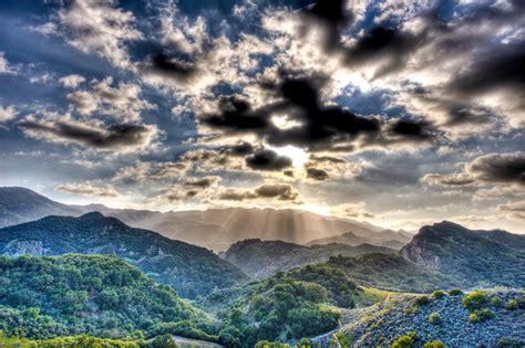Picture Rays Of Light California Usa Malibu Nature Mountain Sky