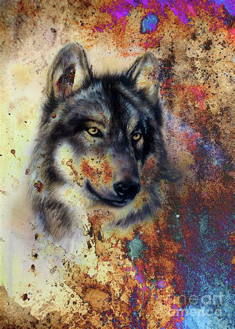 Wolf Painting Color Abstract Effect On Background Painting By Jozef
