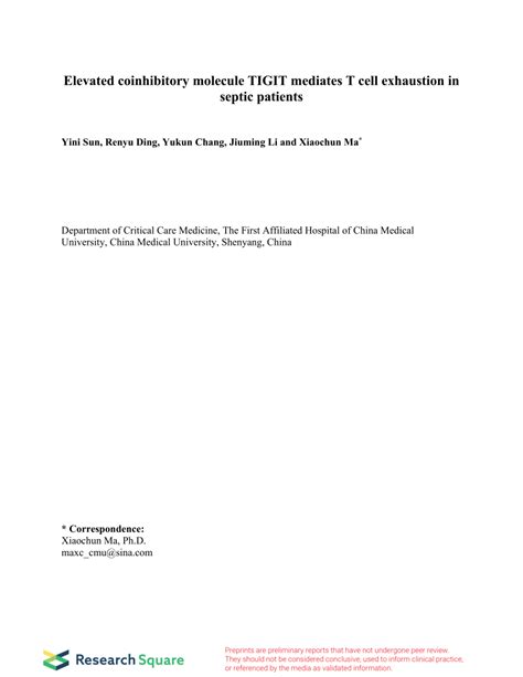 Pdf Elevated Coinhibitory Molecule Tigit Mediates T Cell Exhaustion